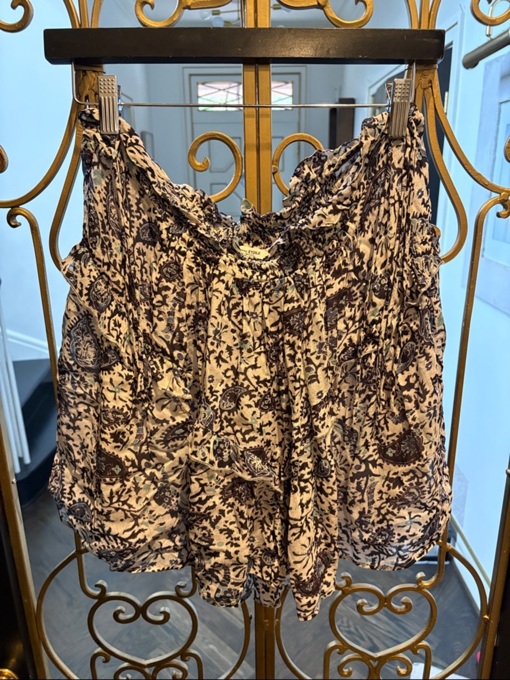 Isabel Marant paisley Print elastic waist 38 Skirt in Purple and ruffles tie